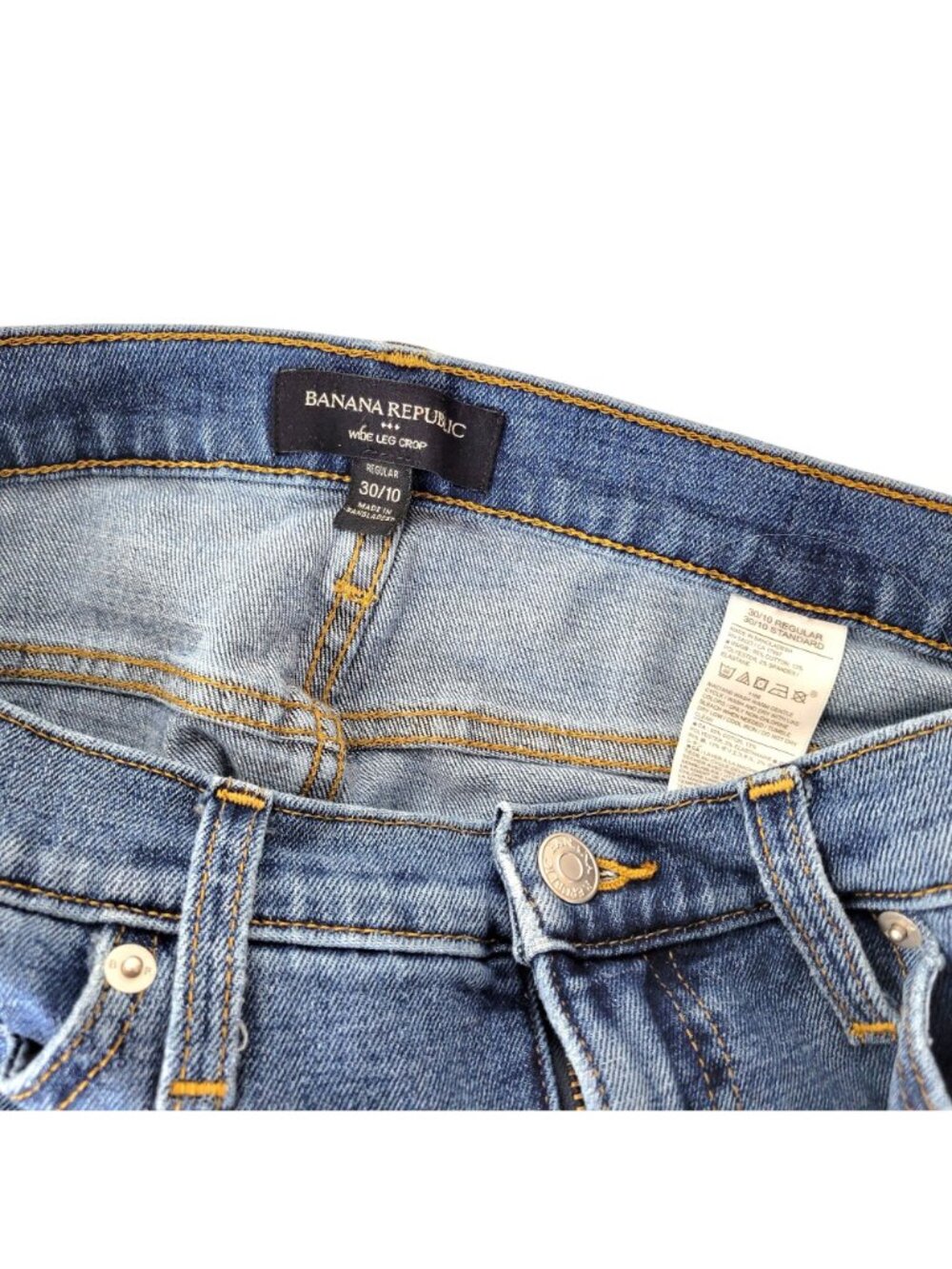 Banana Republic Wide-Leg Crop Jeans 30/10 Regular Blue Denim Raw Hem - Picture 3 of 5
